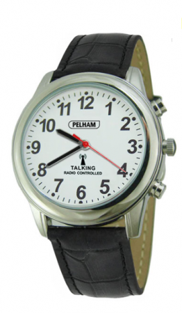 Talking Radio Controlled Watch with Black Strap