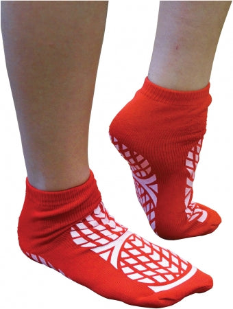 Double Sided Non Slip Patient Slipper Socks - RED